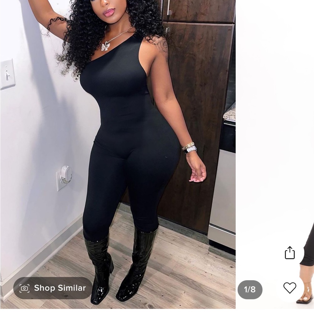 One shoulder jumpsuit-black